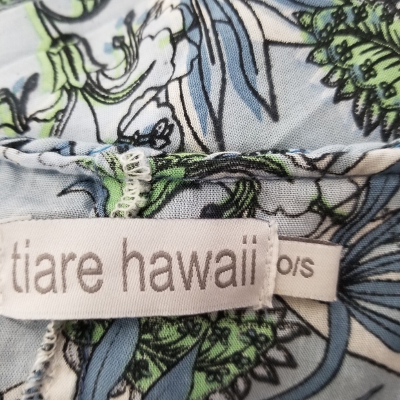 New Tiare Hawaii Blue Maxi Floral Print Short Sleeve Kaftan Maxi Dres Size OS - Picture 14 of 16